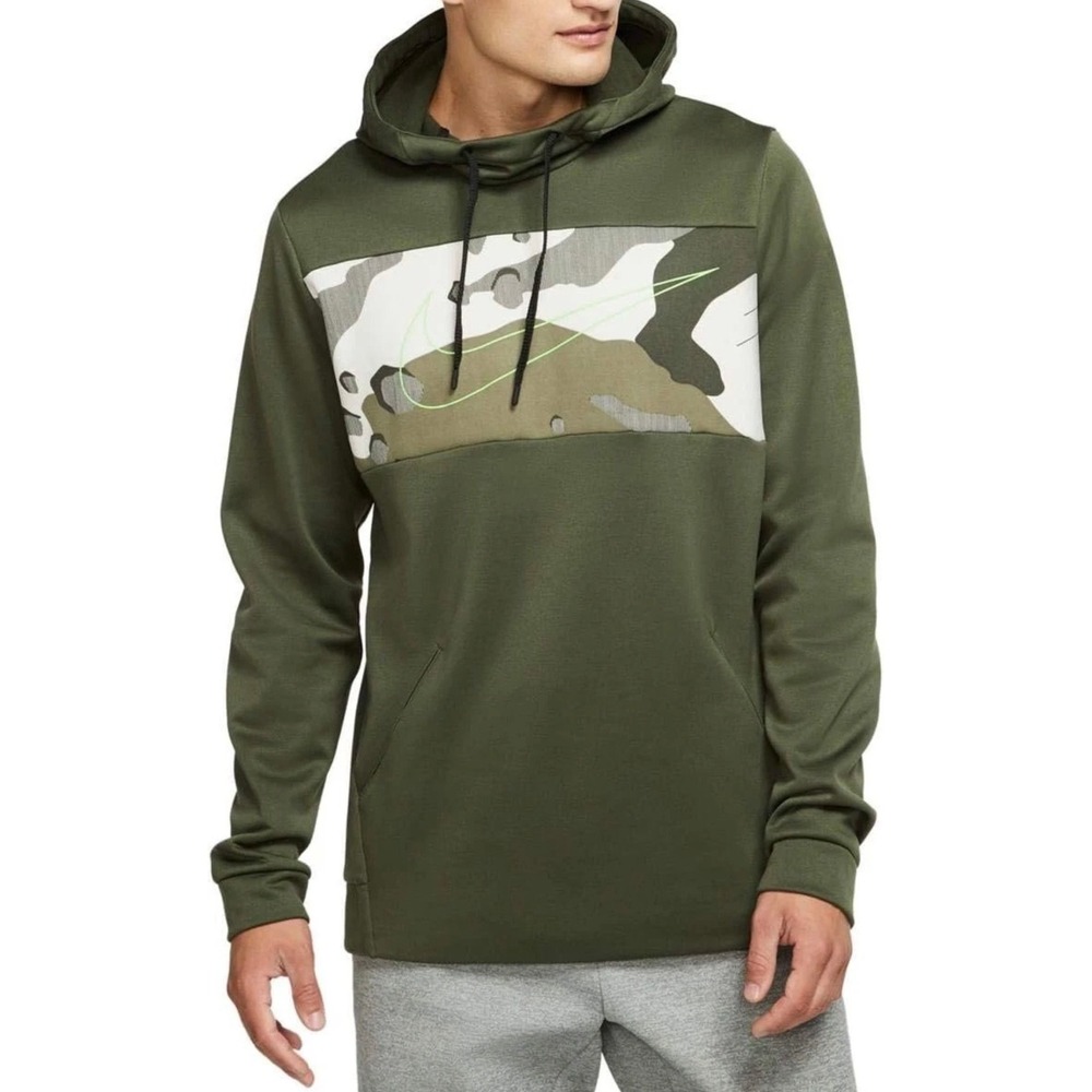 Nike Dri-FIT Mens XL Olive Green Camo Graphic Hoodie